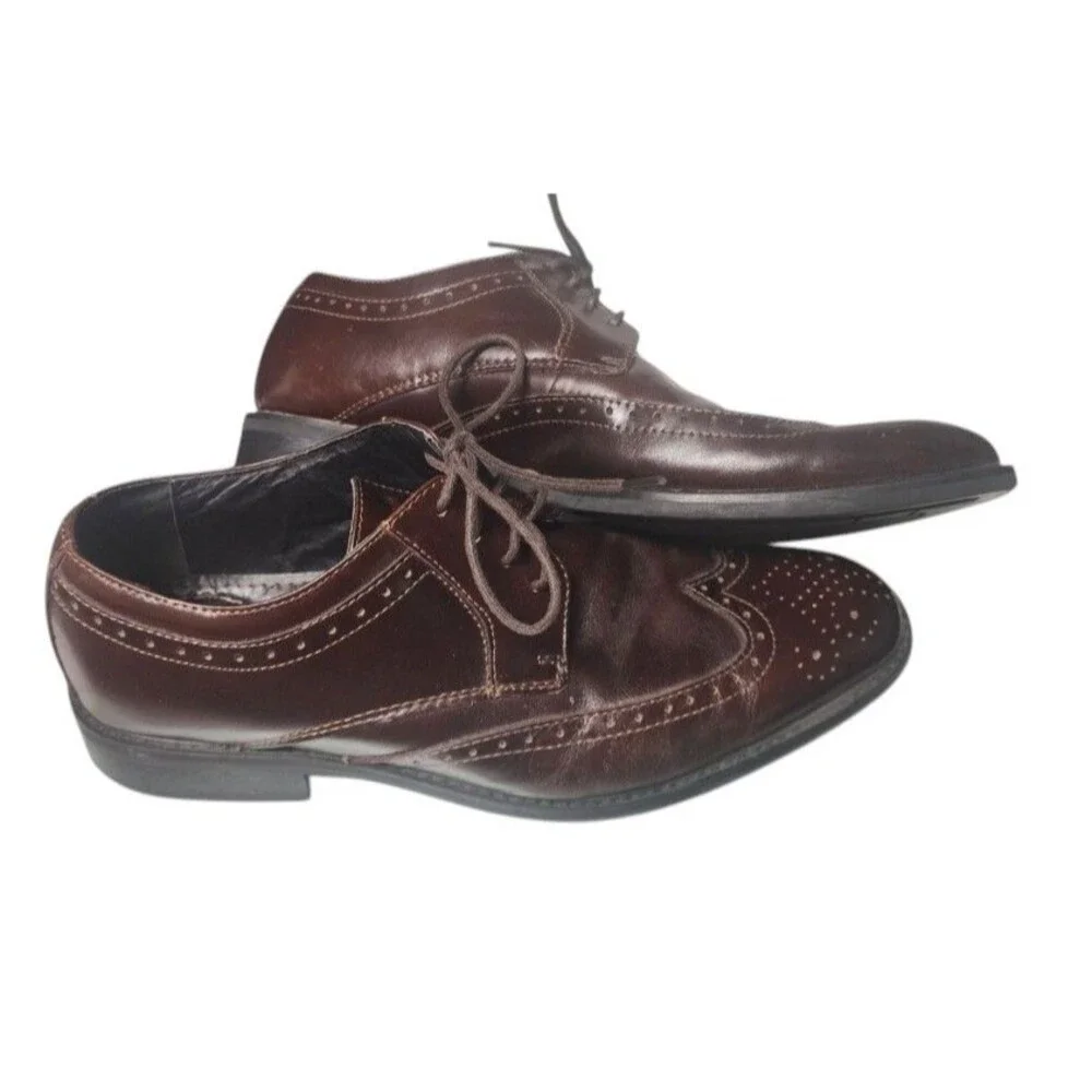 Natha Studio Mens Wingtip Brogue Derby Oxblood Leather Size 11.5D